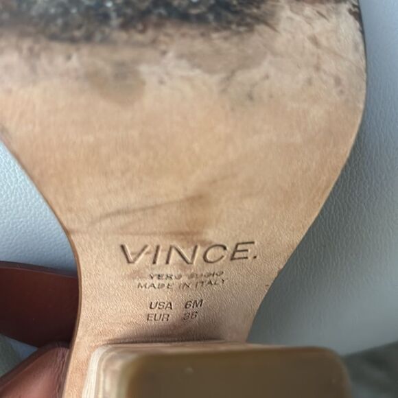 Vince Brown Haley Sandals with Chunky Wooden Heel sz 6 - Picture 4 of 4